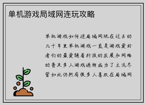 单机游戏局域网连玩攻略