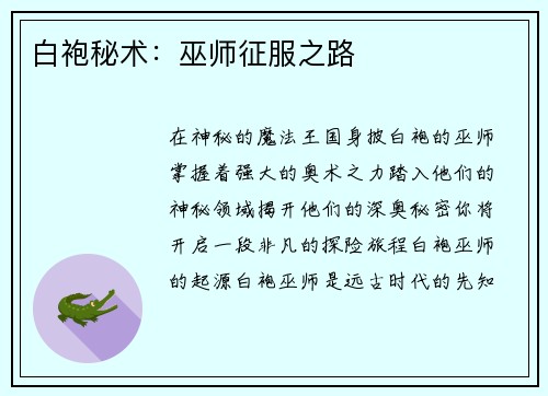 白袍秘术：巫师征服之路